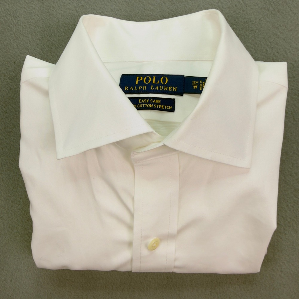 Polo Ralph Lauren Easy Care Dress Shirt 15.5 White French Cuff Cotton Stretch